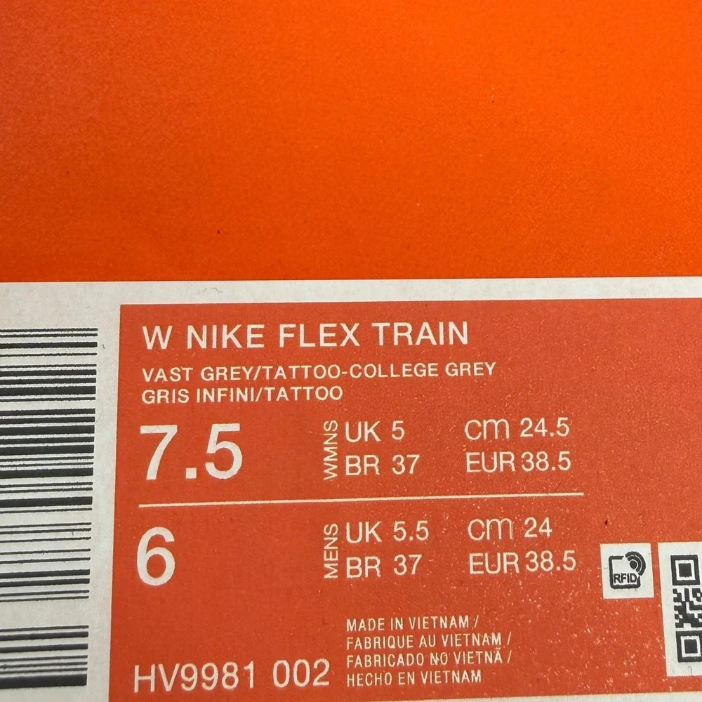 Nike Flex Train Womens 7.5 Vast Grey Tattoo College Grey HV9981-002 Sneakers NEW